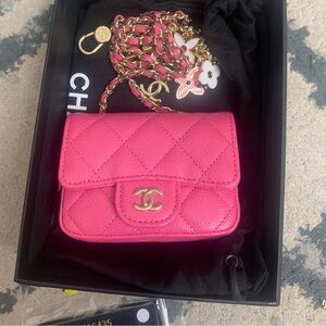 Chanel Classic Flap Chain Belt Bag Quilted Caviar Mini Pink